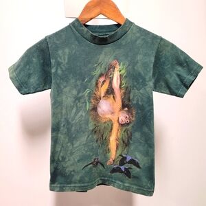 Vintage 90s Cleveland Zoo Orangutan Ape Shirt Kids Small Green Dyed 100 Cotton